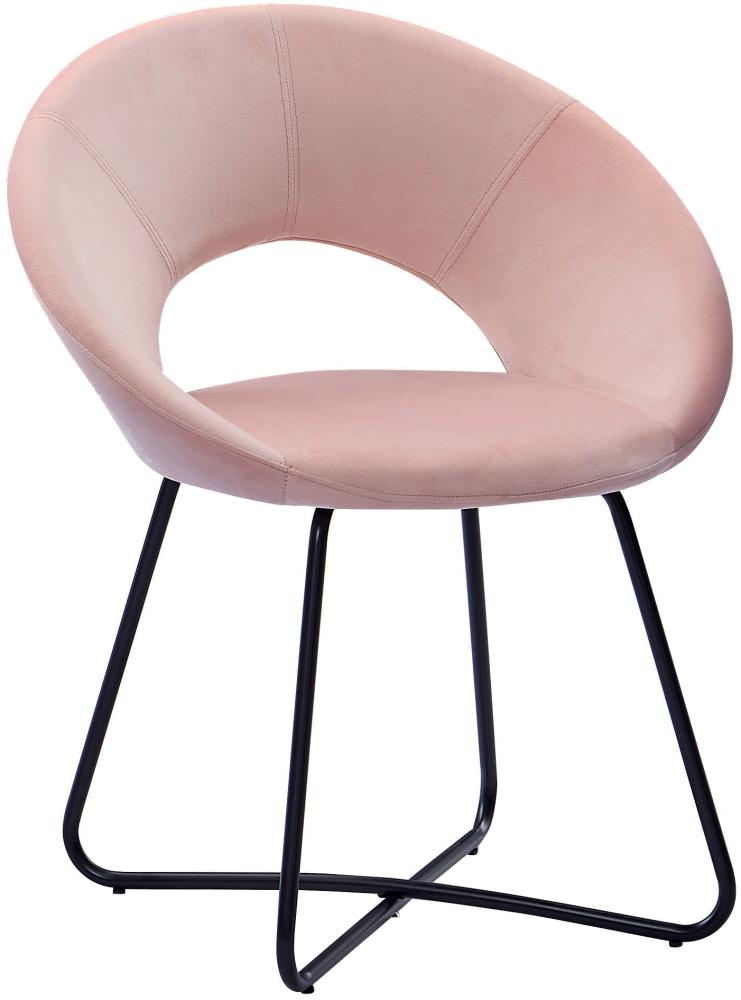 Esszimmerstuhl Design-Sessel Samt rosa Metallbeine schwarz LENNY 524429 Bild 1