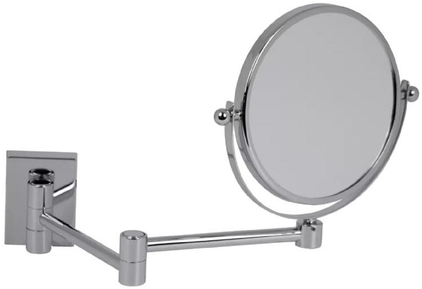 Casa Padrino Luxus Kosmetik Spiegel Silber Ø 16 x 40 x H. 25 cm - Verstellbarer Kosmetik Wandspiegel - Badezimmer Schmink Spiegel - Badezimmer Accessoires - Luxus Qualität - Made in Italy Bild 1