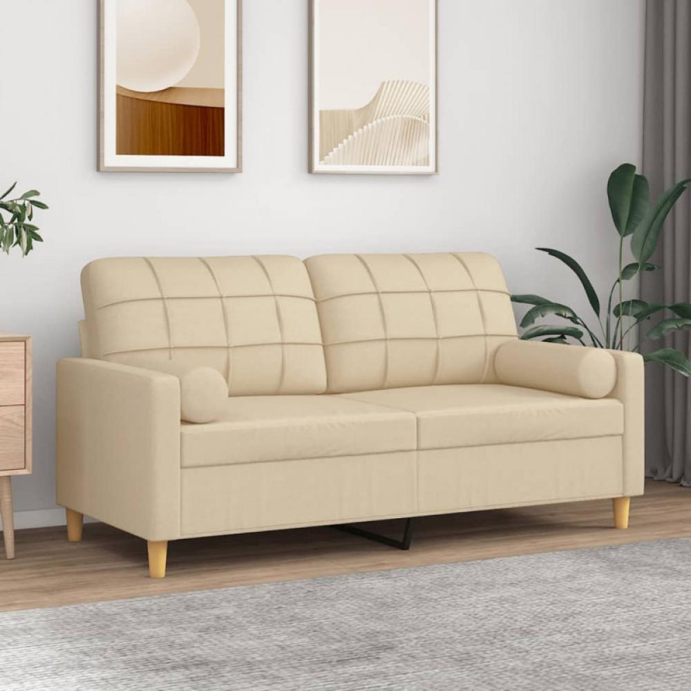2-Sitzer-Sofa mit Zierkissen Creme 140 cm Stoff (Farbe: Creme) Bild 1