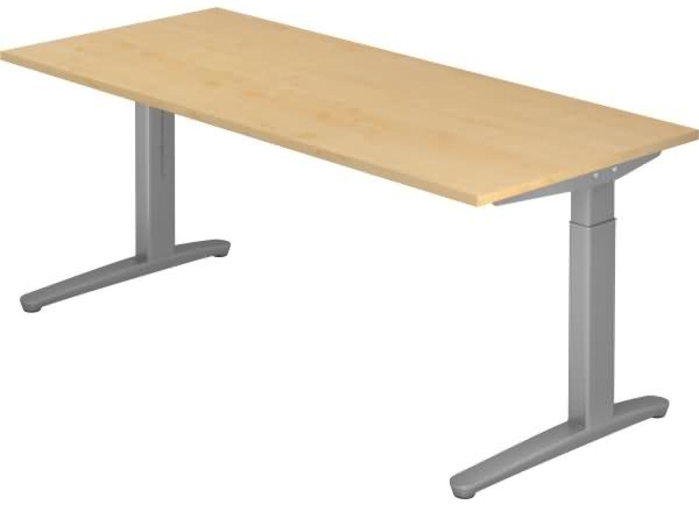 'XB19' Schreibtisch, C-Fuß, 180x80cm, Ahorn / Silber Bild 1