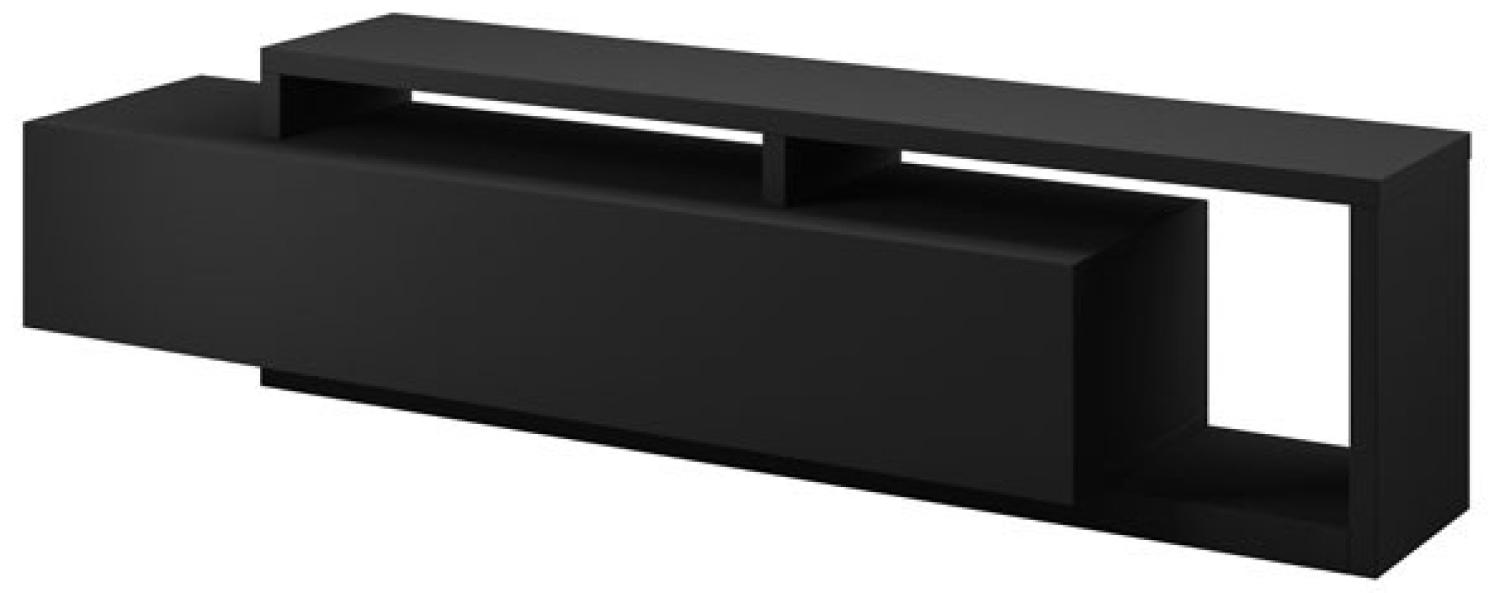 Lowboard "Bota" TV-Unterschrank 219cm grifflos schwarz matt Bild 1