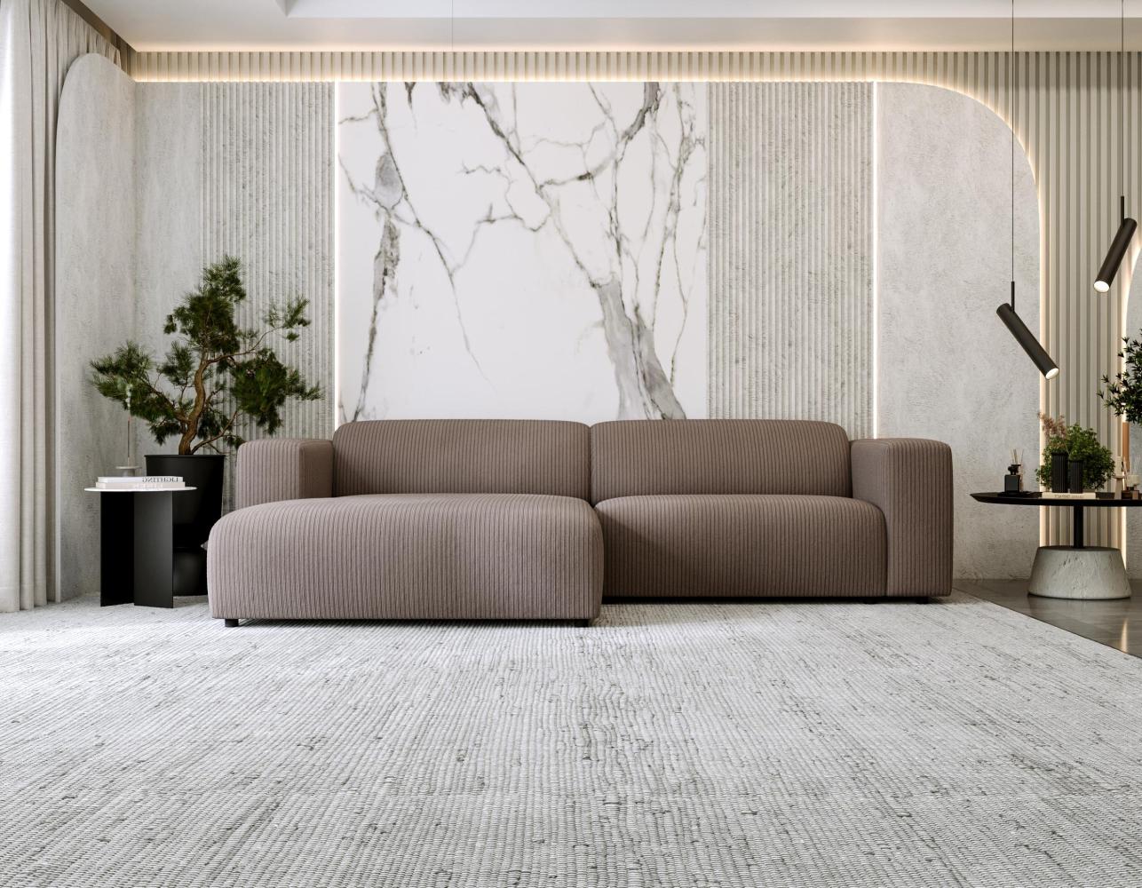 Ecksofa PASADENA, freistehendes Ecksofa, breite Armlehnen, Federsitz - links - Braun Cord Bild 1