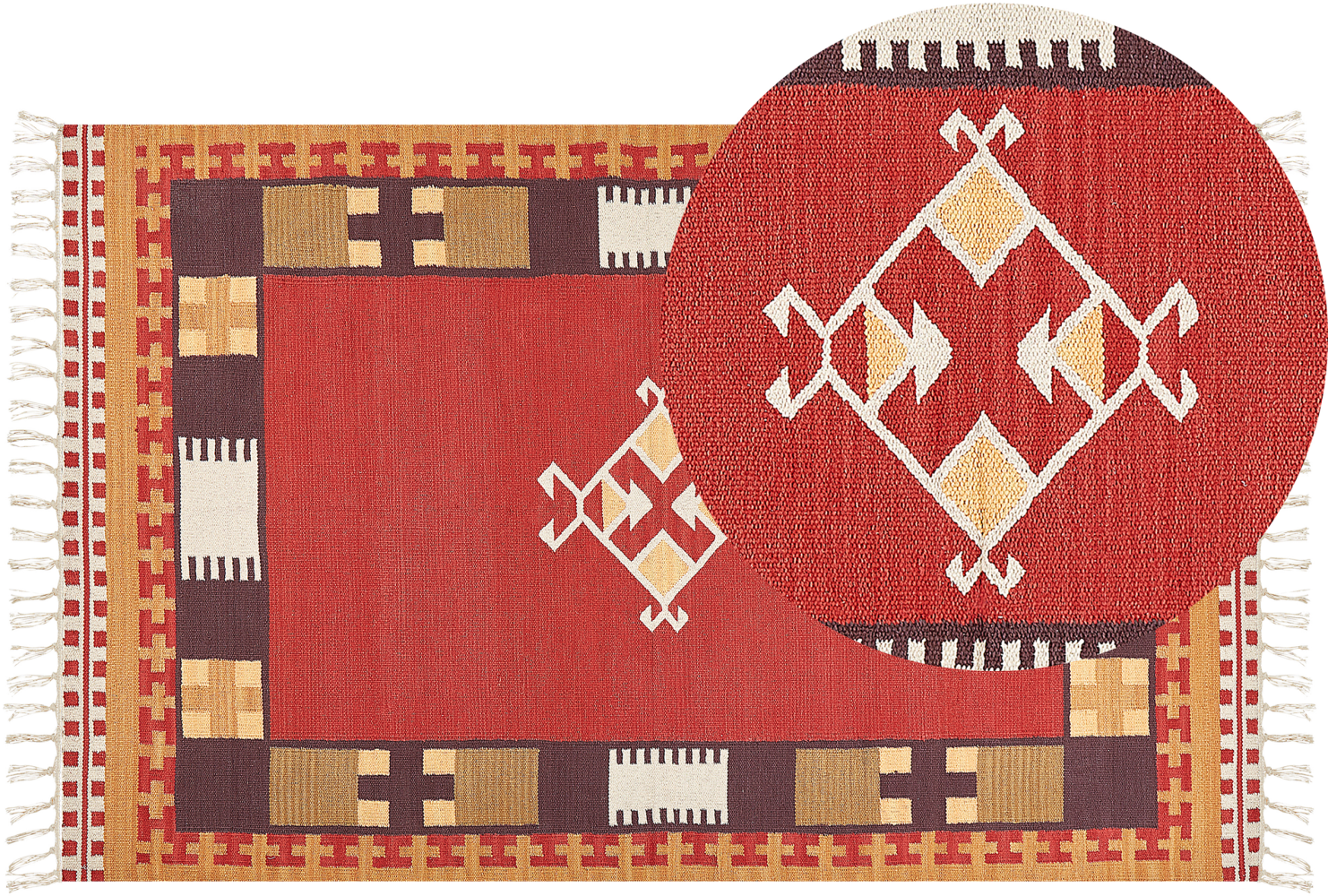 Kelim Teppich Baumwolle mehrfarbig 140 x 200 cm geometrisches Muster Kurzflor PARAKAR Bild 1