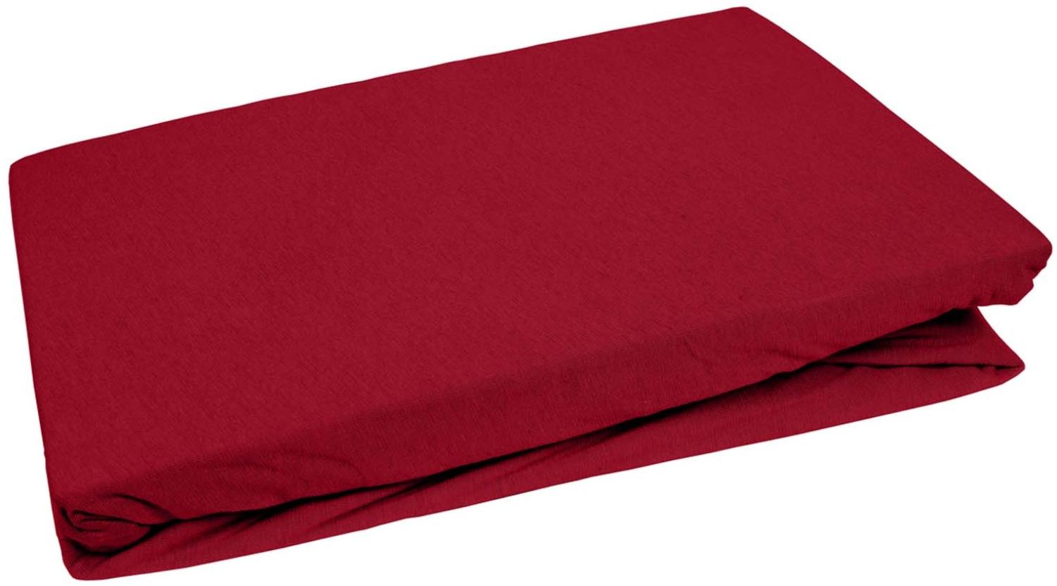 Bettwaesche-mit-Stil Jersey Spannbettlaken rot 90 – 100 x200cm Höhe bis 20cm Bild 1