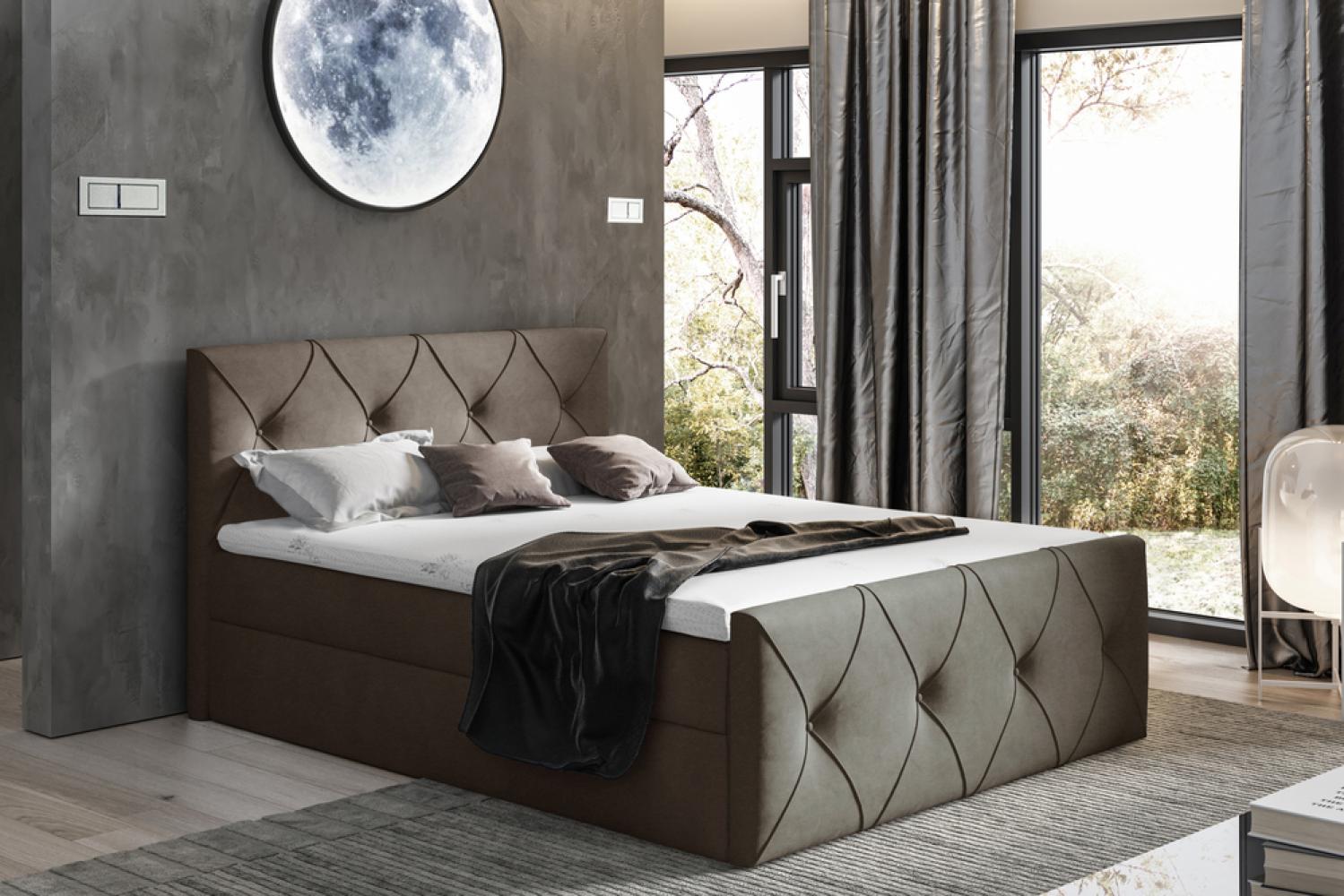 Stylefy 'Arian Lux' Boxspringbett, Velours  Braun 180 x 200 cm Bild 1