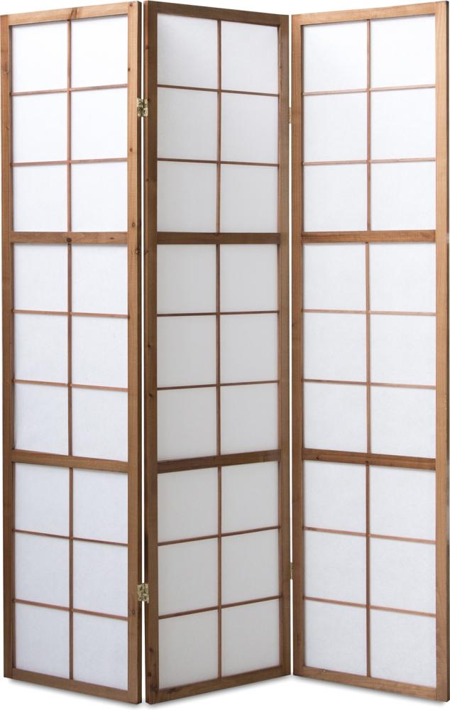 3fach Holz Paravent Raumteiler Shoji in tabak Bild 1