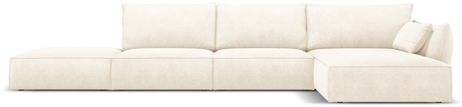 Micadoni 5-Sitzer Ecke rechts Sofa Kaelle | Bezug Light Beige | Beinfarbe Black Plastic Bild 1