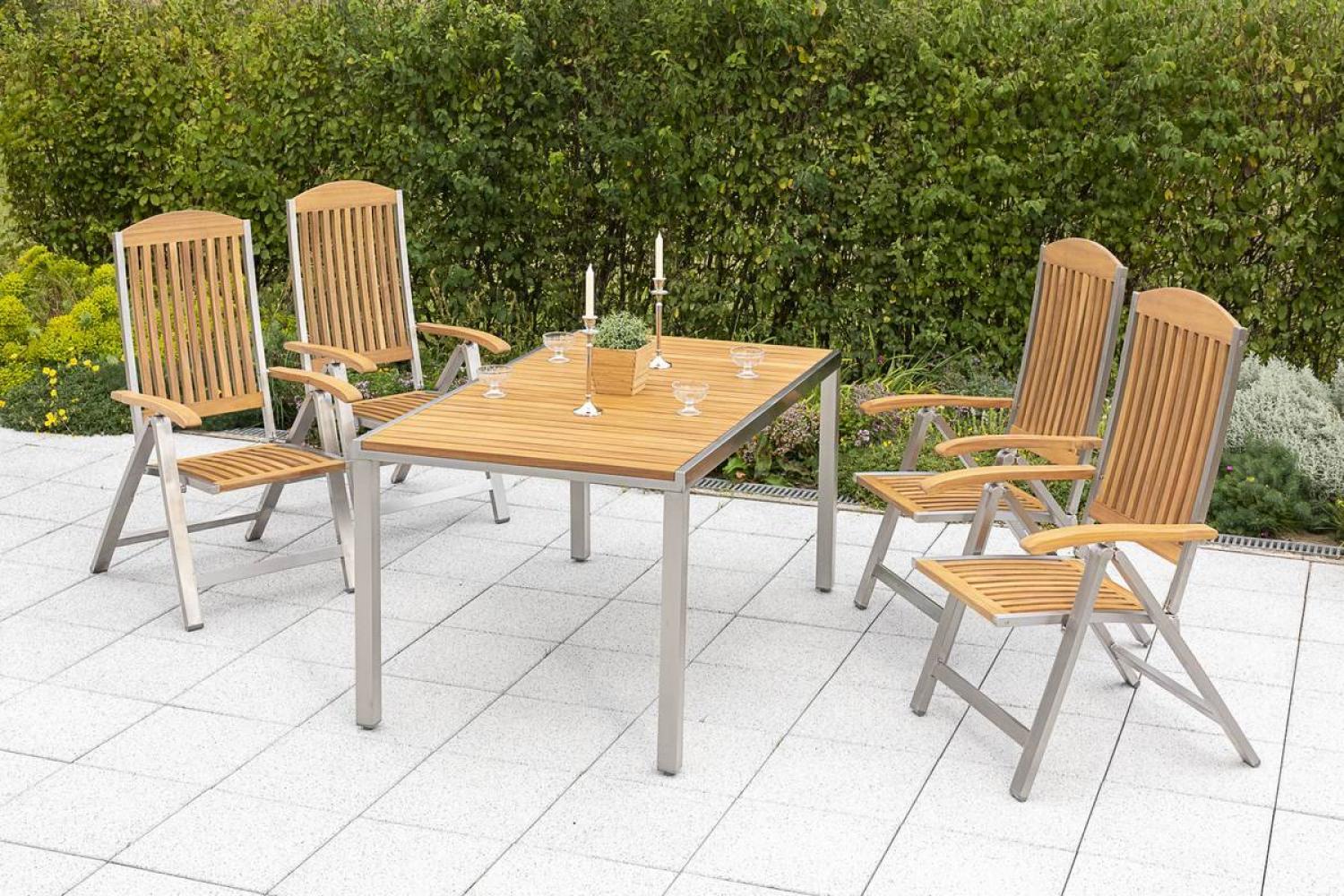 YOURSOL by Merxx Gartenmöbel Set Keros für 4 Personen mit Tisch 150 x 90 cm, Akazienholz Klappstühle Bild 1