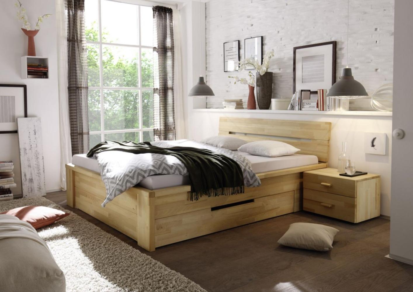Massivholzbett Schlafzimmerbett - RONI - Bett Kernbuche 180x200 cm Bild 1