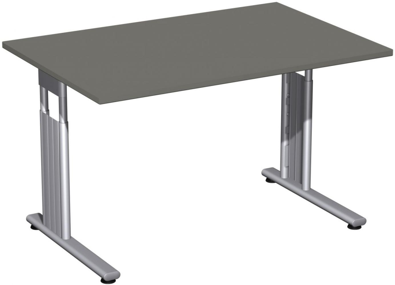 Schreibtisch 'C Fuß Flex' höhenverstellbar, 120x80cm, Graphit / Silber Bild 1