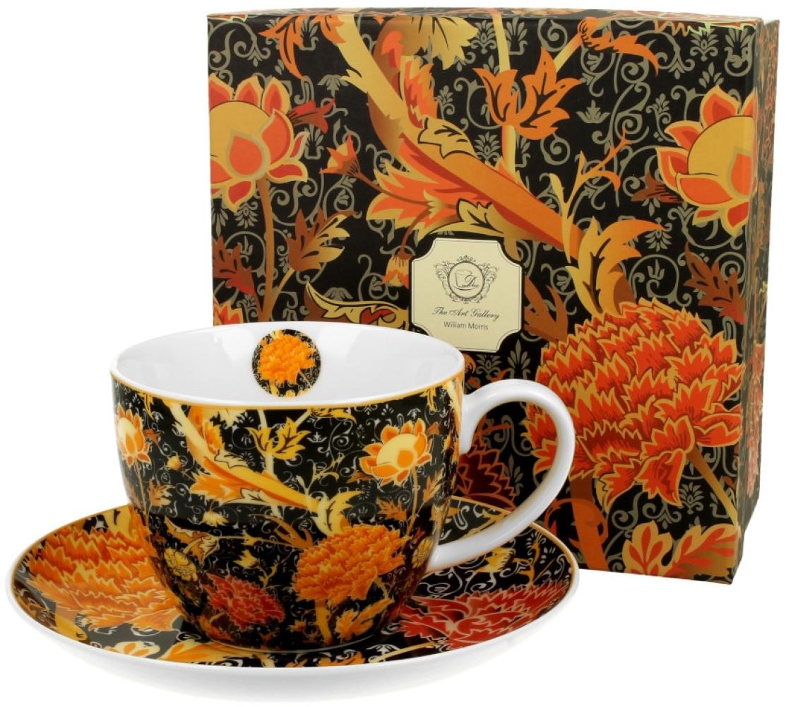 DUO ART GALLERY Jumbobecher 470 ml CRAY FLORAL mit Untertasse, New Bone China Porzellan Bild 1