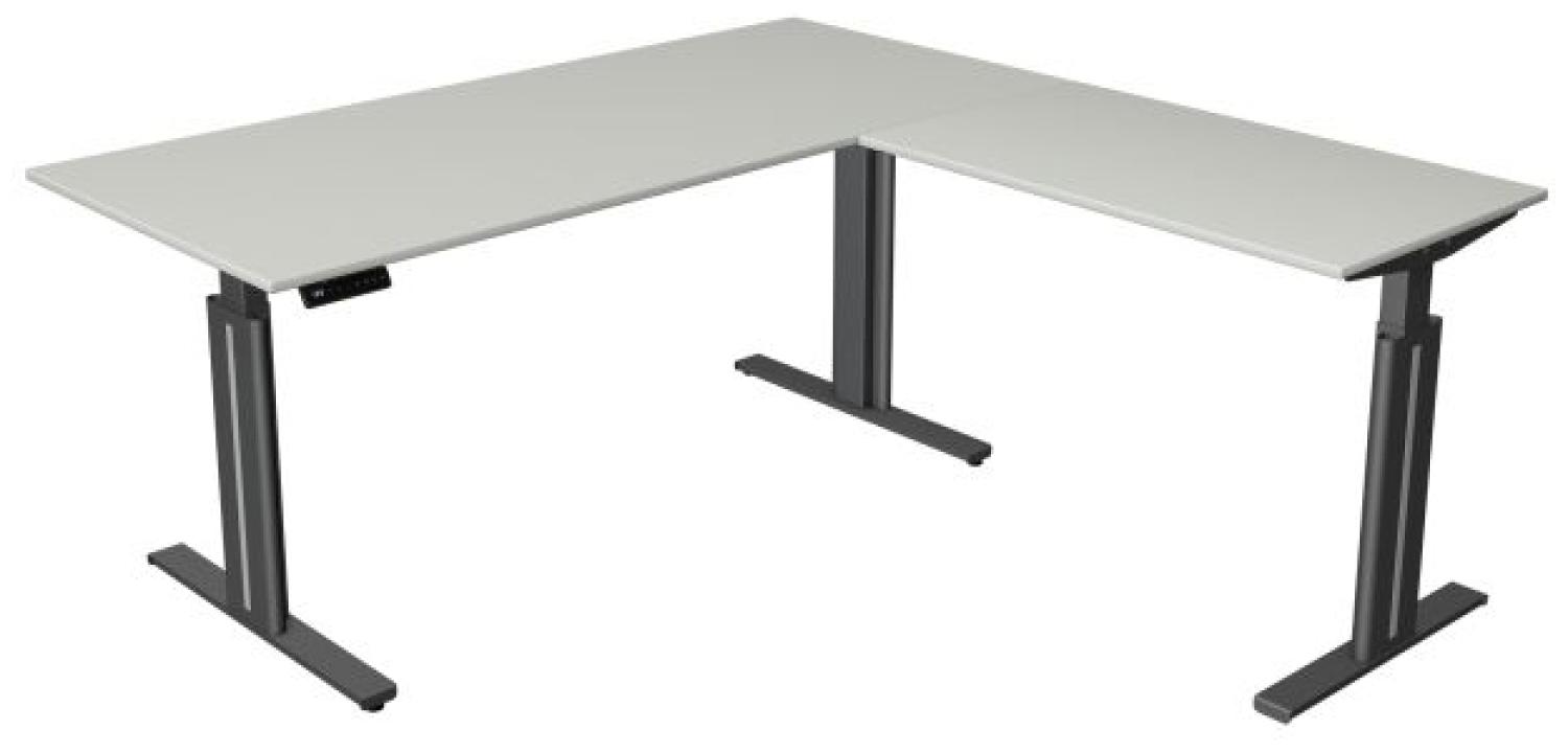 Kerkmann Schreibtisch Sitz-Stehtisch MOVE 3 elegant 180x80x72-120cm mit Anbauelement lichtgrau Bild 1
