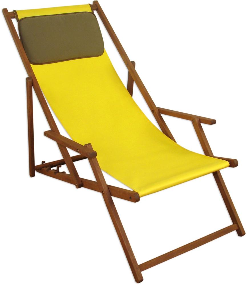 Deckchair gelb Liegestuhl klappbare Sonnenliege Gartenliege Holz Strandstuhl Gartenmöbel 10-302KD Bild 1