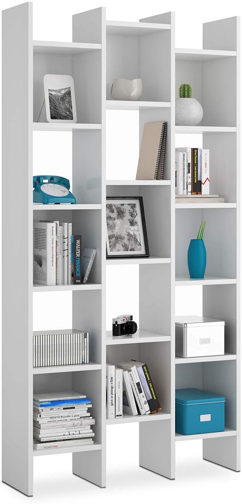 Bücherregal mit quadratischen Regalen, artik weiße Farbe, Maße 96 x 192 x 29 cm Bild 1