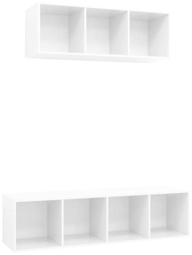 vidaXL 2-tlg. TV-Schrank-Set Hochglanz-Weiß Spanplatte [3079796] Bild 1