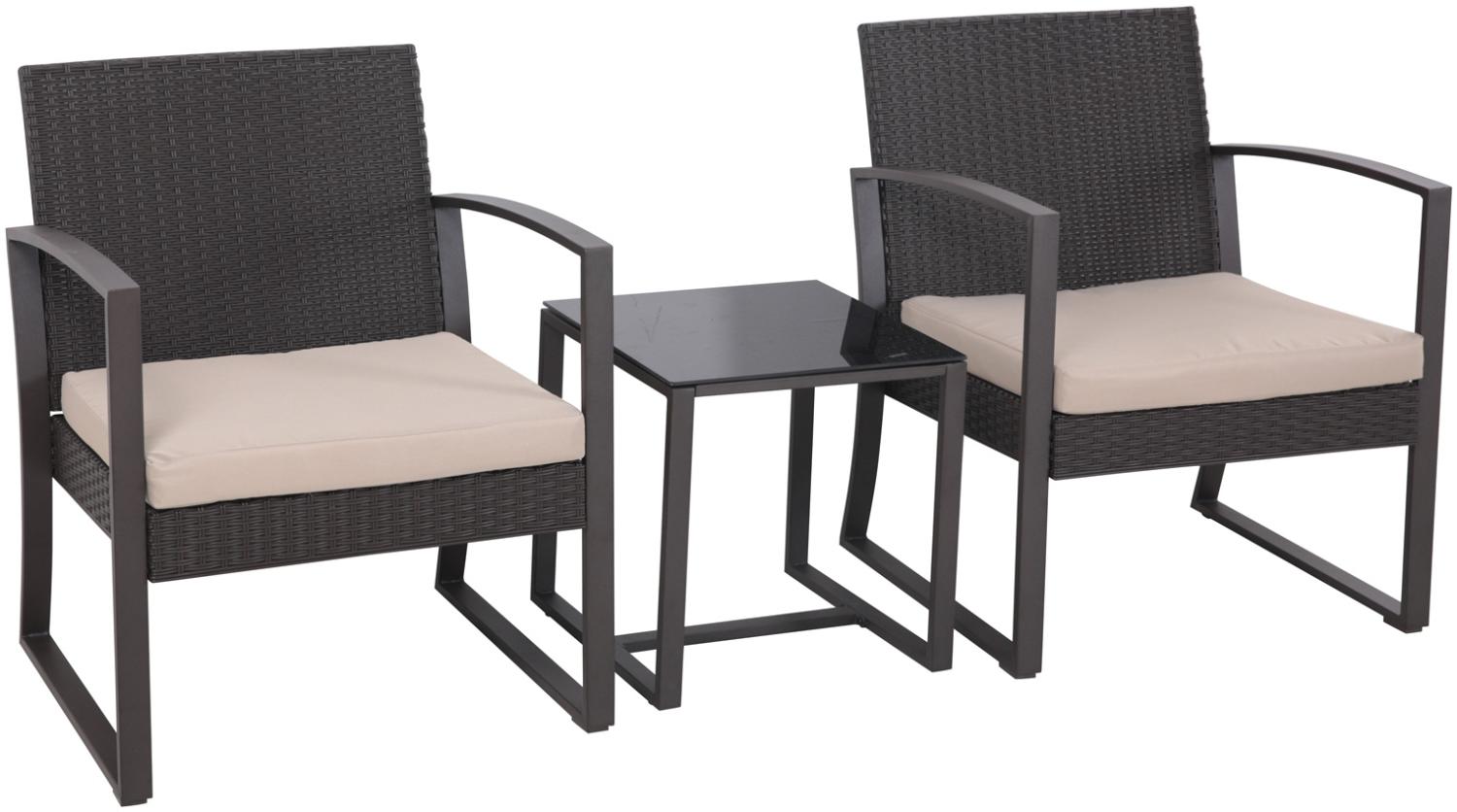 SVITA LOIS Poly Rattan Sitzgruppe Gartenmöbel Garnitur Tisch Sessel Set Schwarz Bild 1