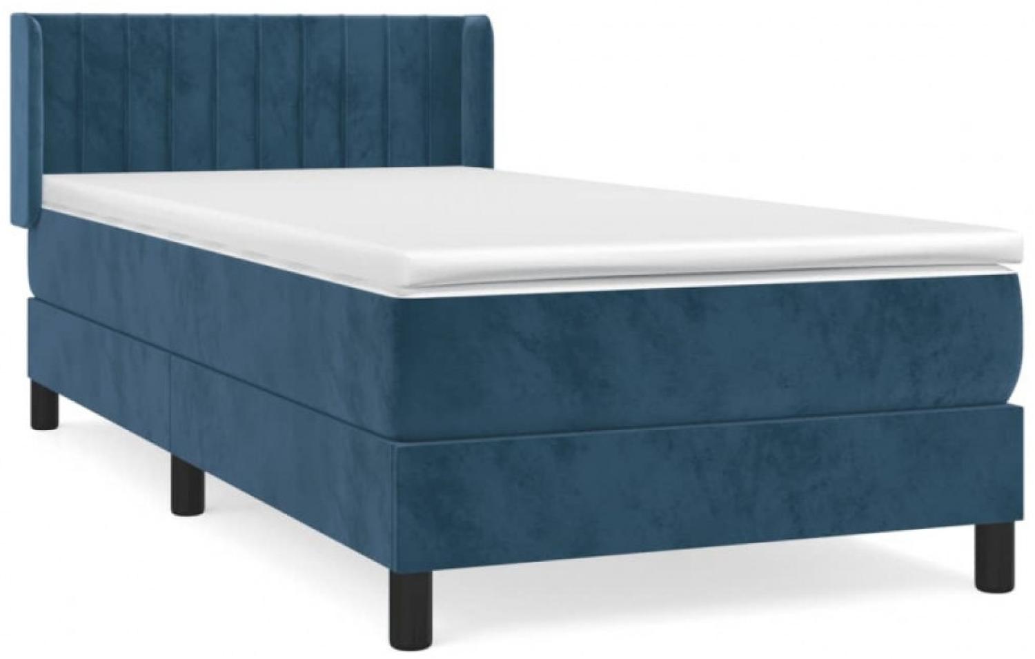 Boxspringbett mit Matratze Dunkelblau 80x200 cm Samt (Farbe: Blau) Bild 1