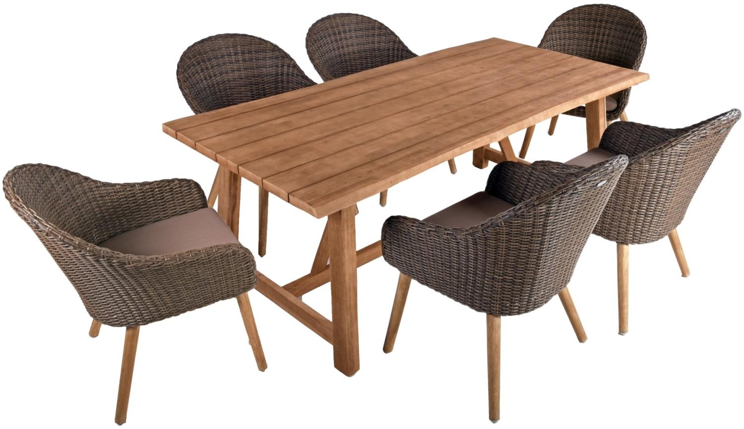 7-tlg. Tischgruppe OAKLAND Set Garten Sitzgruppe Sessel Tisch Outdoor Möbel Holz Bild 1