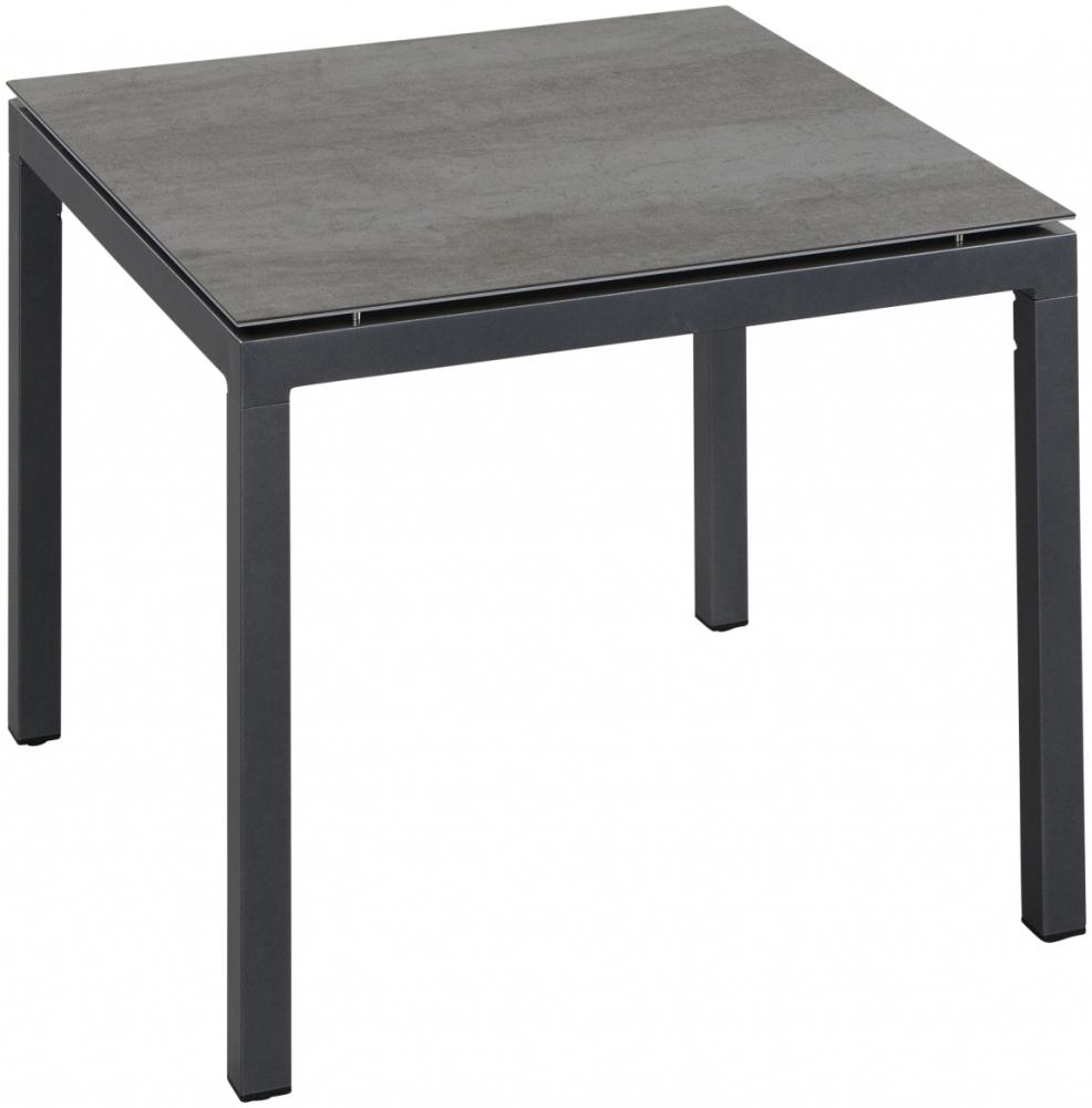Inko Gartentisch Aluminium graphit 90x90 cm Terrassentisch Tischplatte nach Wahl Deropal weiß Bild 1