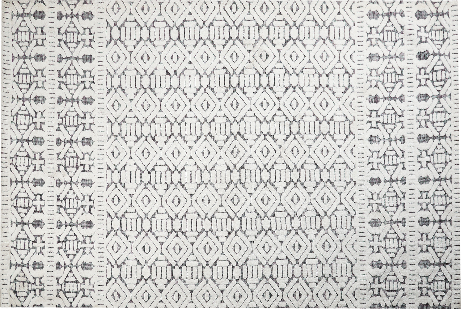 Teppich weiß grau 200 x 300 cm geometrisches Muster Kurzflor SIBI Bild 1