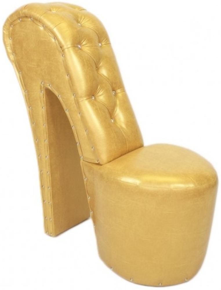 Casa Padrino High Heel Sessel mit Dekosteinen Gold Luxus Design - Designer Sessel - Club Möbel - Schuh Stuhl Sessel Bild 1