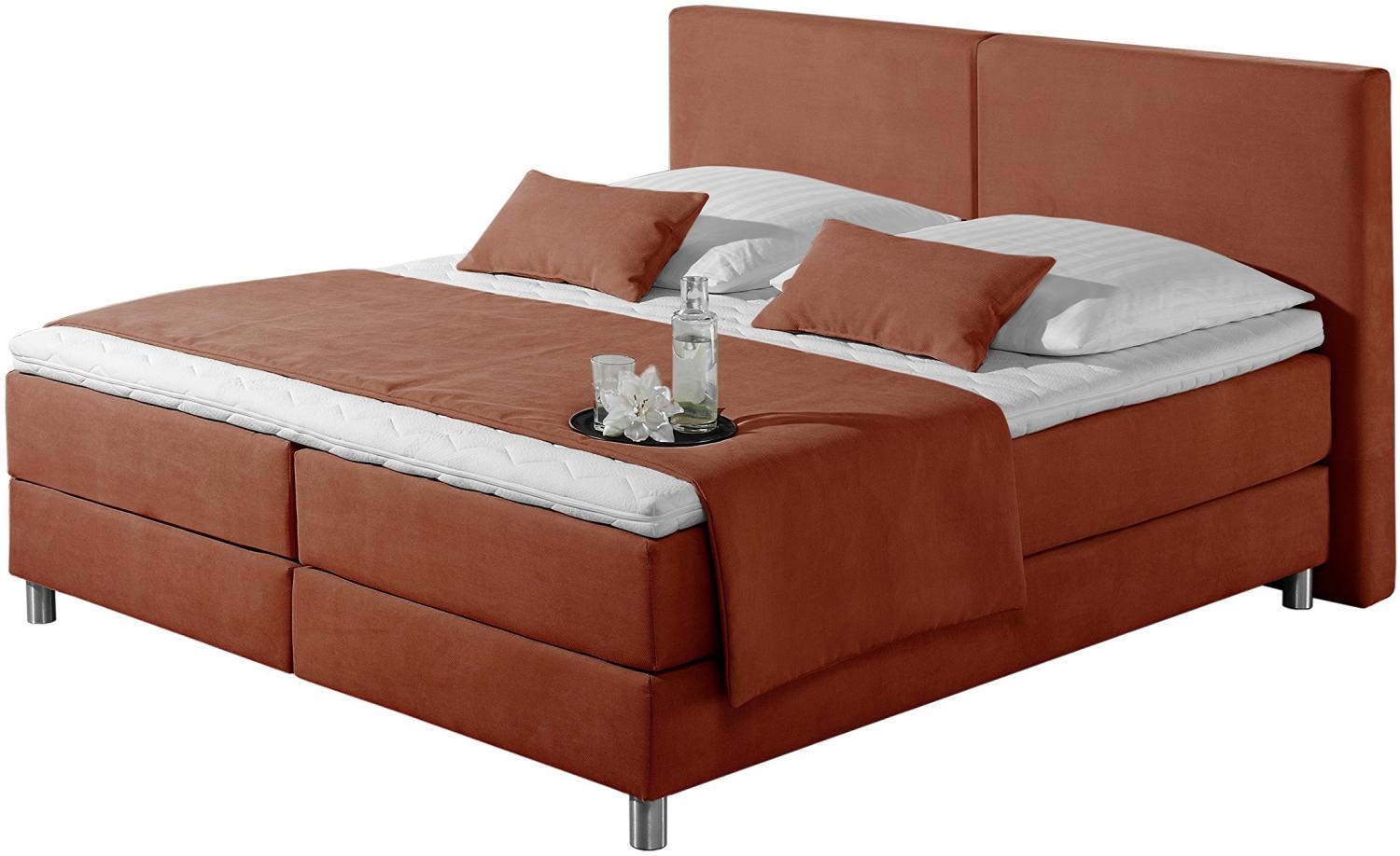 Maintal Boxspringbett Metropol, 100 x 200 cm, Strukturstoff, 7-Zonen-Tonnentaschenfederkern Matratze h3, terra Bild 1