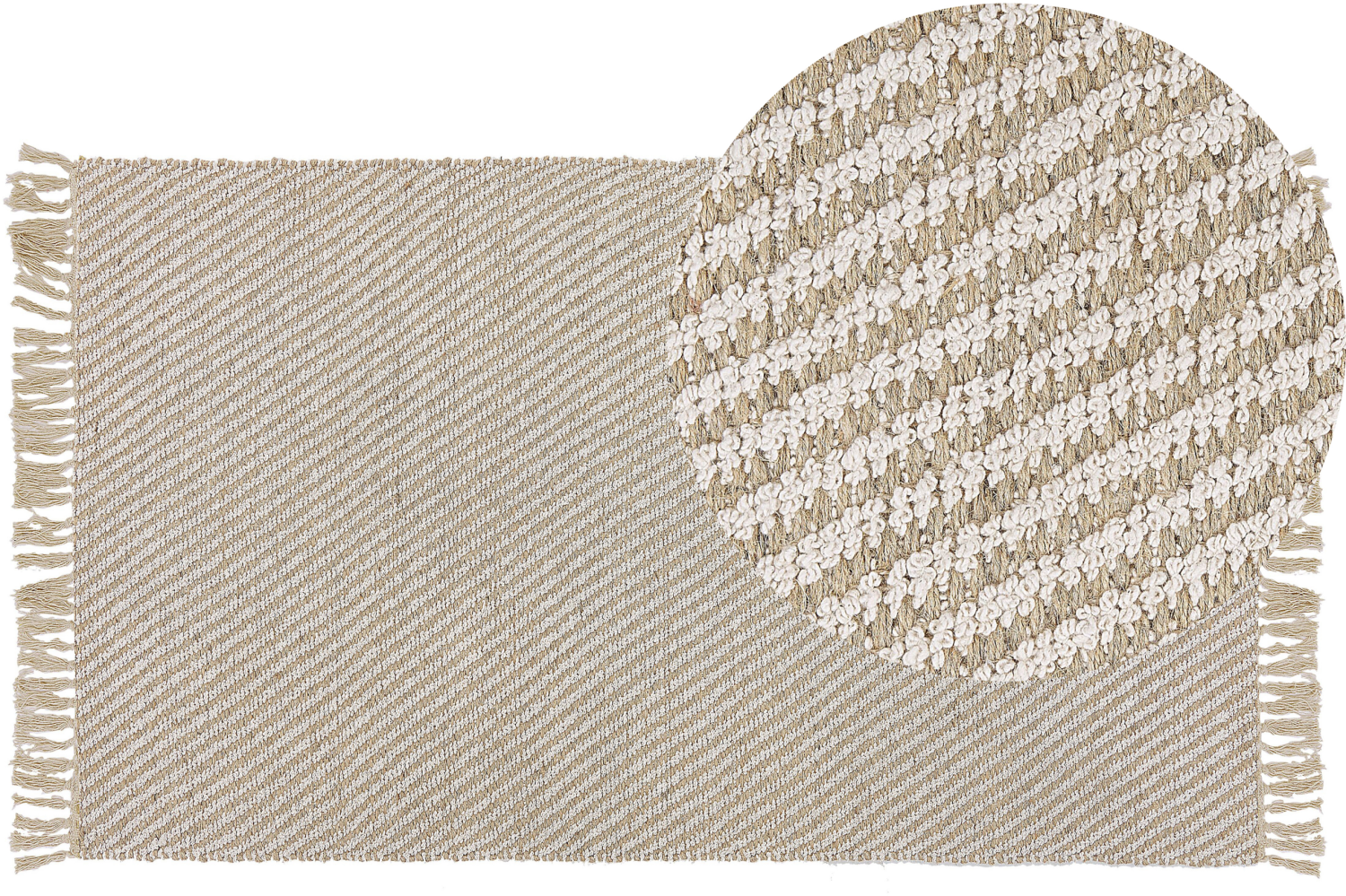Teppich beige 80 x 150 cm Streifenmuster Kurzflor zweiseitig ALADAG Bild 1
