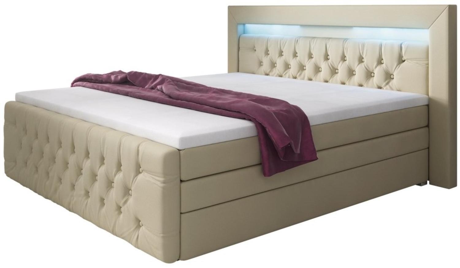 Boxspringbett Sonno mit LED, USB und Stauraum 160x200 H4 Beige Bild 1