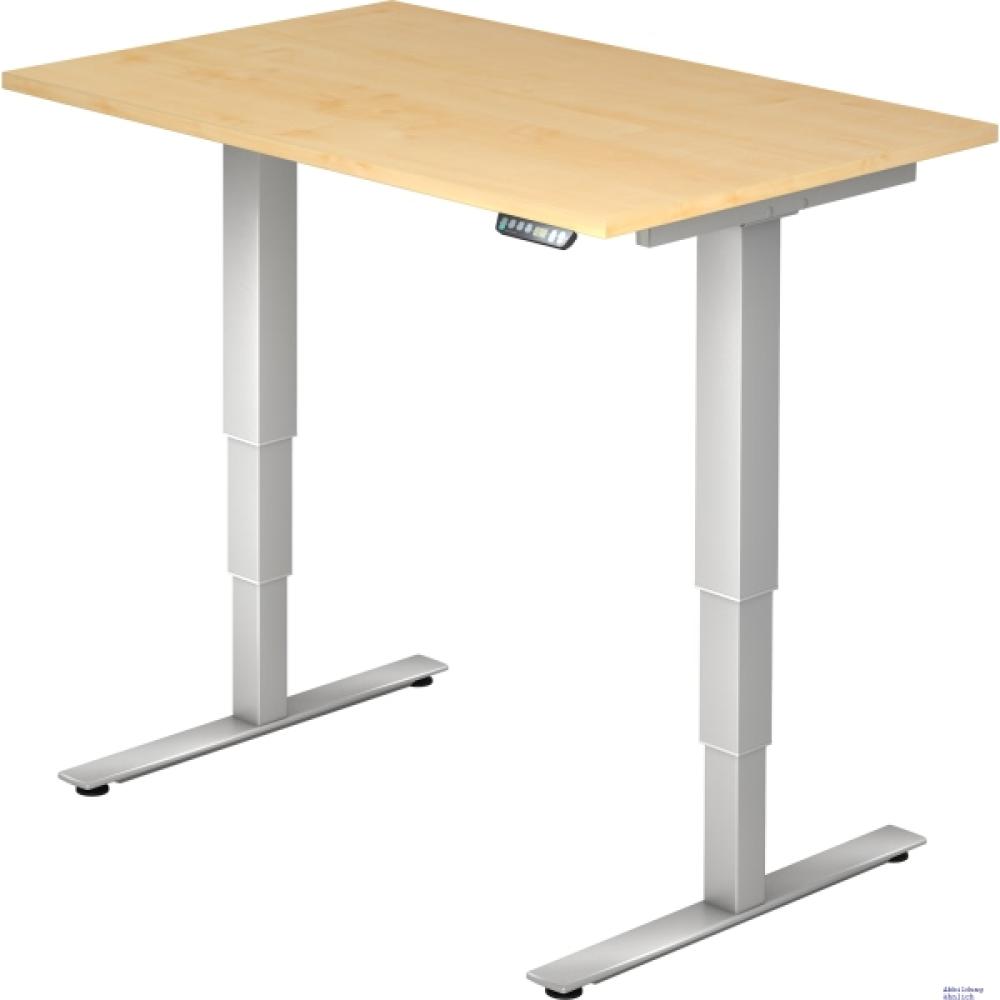 Sitz-Steh-Schreibtisch elektrisch XDSM12 120x80cm Ahorn Gestellfarbe: Silber Bild 1