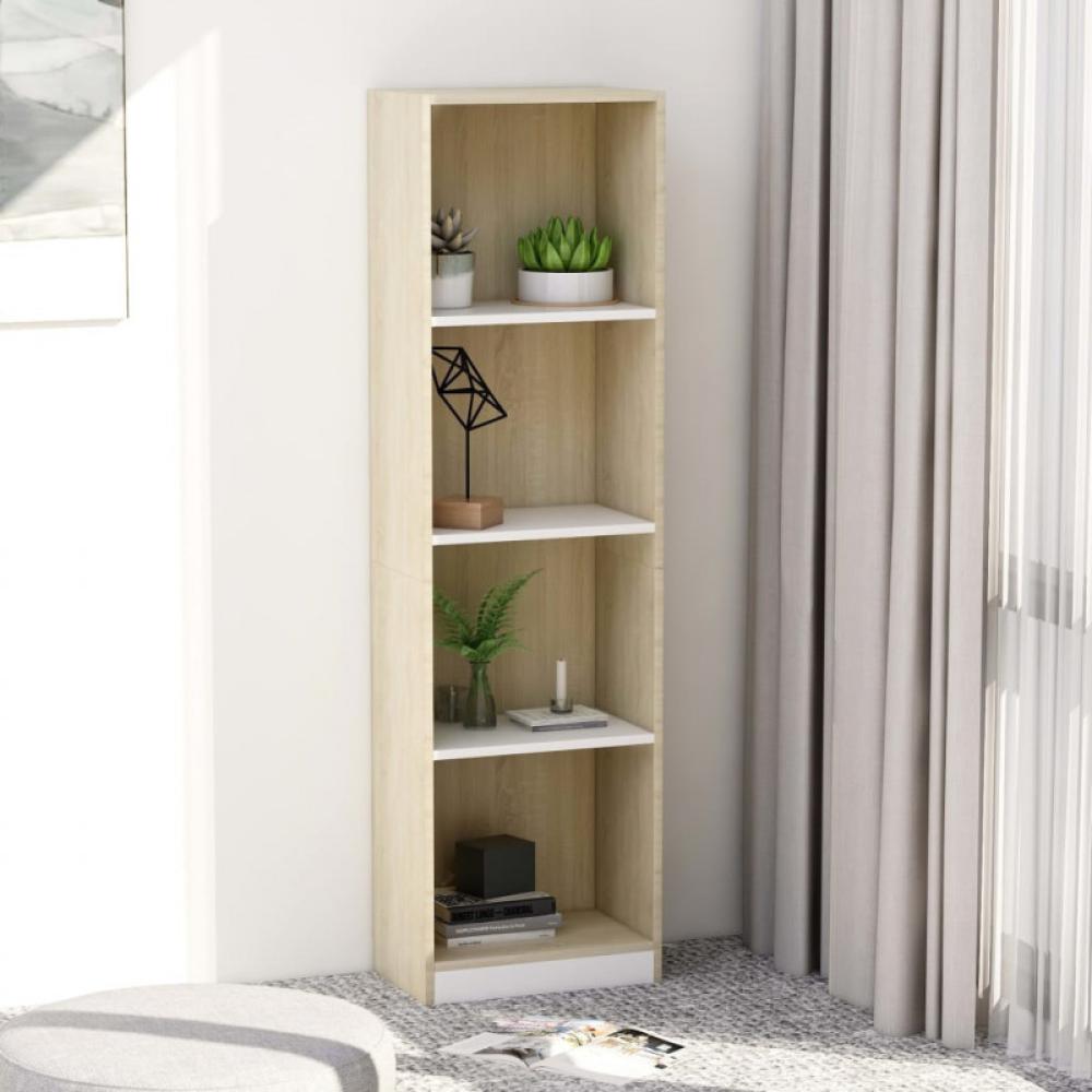 vidaXL Bücherregal 4 Fächer Weiß Sonoma-Eiche 40x24x142 Holzwerkstoff 800842 Bild 1