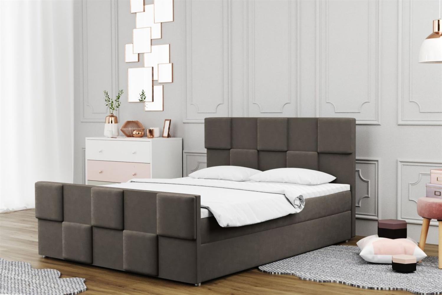 Boxspringbett Schlafzimmerbett MURILO 180x200cm in Stoff Monolith Graubraun Bild 1