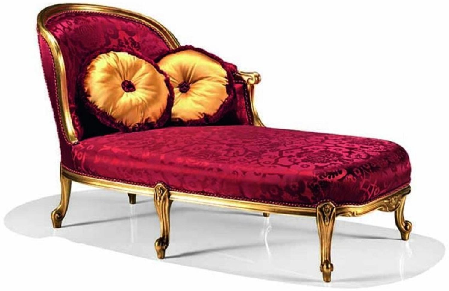 Casa Padrino Luxus Barock Chaiselongue Bordeauxrot / Gold 160 cm - Made in Italy Bild 1