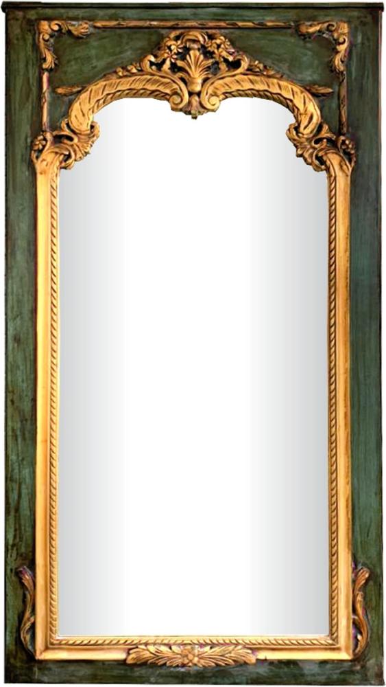 Casa Padrino Barock Wandspiegel Grün Antik Stil / Gold 105 cm x H 192 cm - Antik Look - Edel & Prunkvoll Bild 1