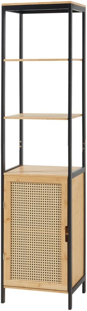 Hochschrank Tervola 172x40x35cm Bambus Schwarz [en. casa] Bild 1