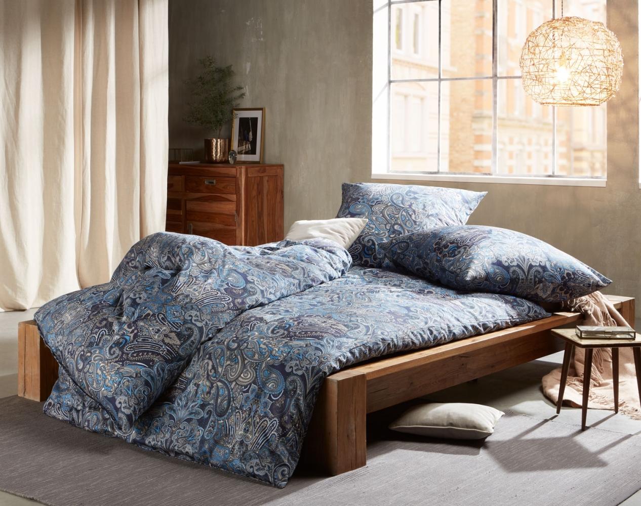 Mako Satin Paisley Bettwäsche orientalisch blau 135x200 + 80x80 Bild 1