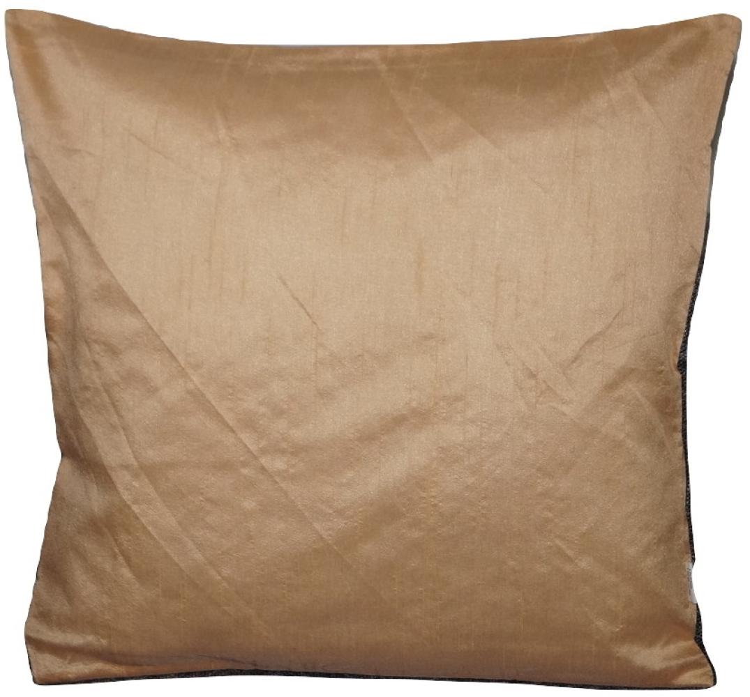 Einfarbig Kissenbezug mit unsichtbarer Reißverschluss in Beige, 100% weiche Dupionseide Kissenhülle für Sofa & Bett Kissen - 40cm x 40cm Bild 1