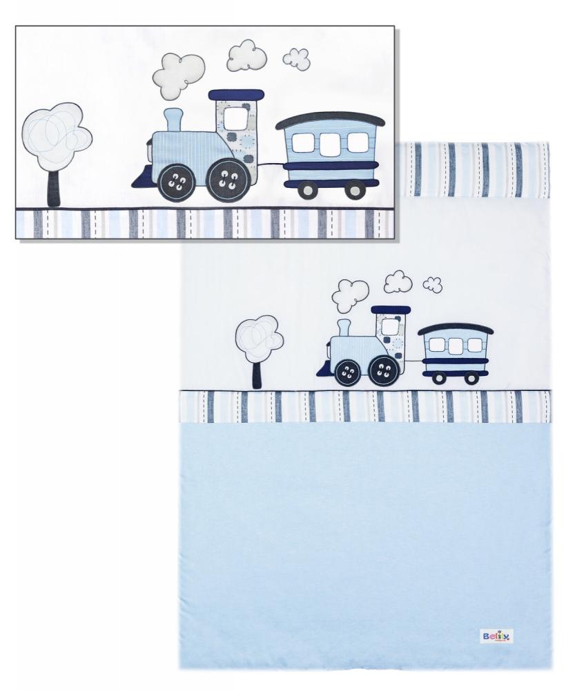 Belily 'Eisenbahn' Krabbeldecke 100 x 135 cm blau/grau/weiß Bild 1