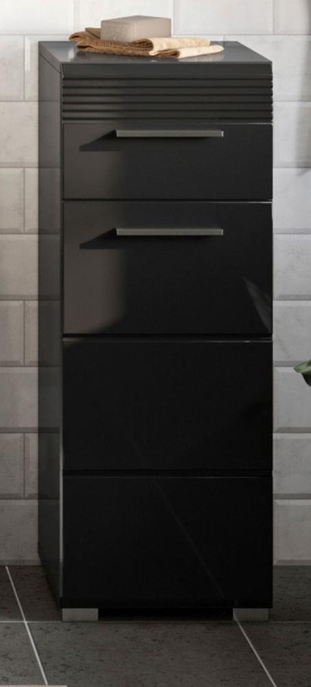 Badezimmer Kommode Linus in schwarz Hochglanz 30 x 79 cm Bild 1