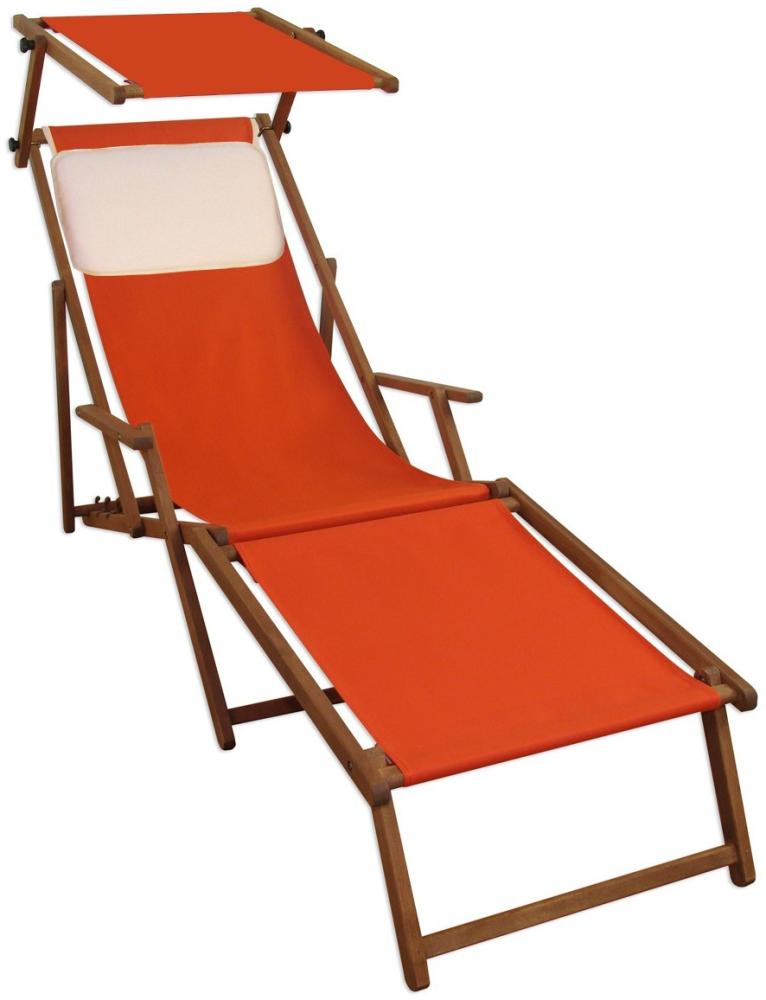 Liegestuhl terracotta Sonnenliege Strandstuhl Deckchair Fußablage Kissen Sonnendach 10-309FSKH Bild 1