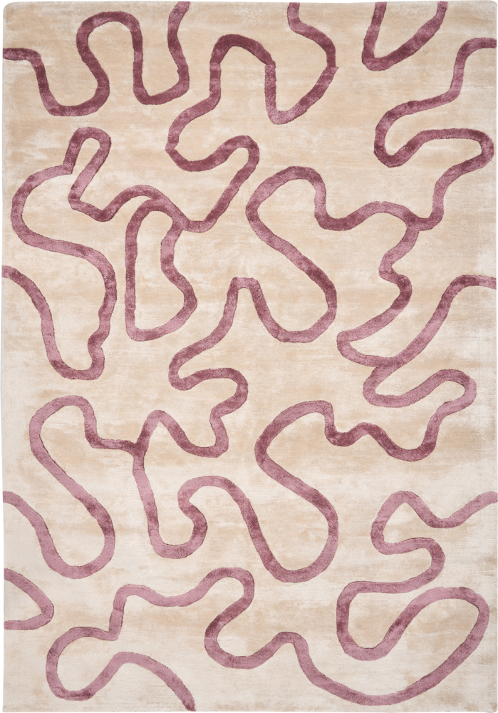Teppich Viskose weiß rosa 160 x 200 cm abstraktes Muster Kurzflor KAPPAR Bild 1