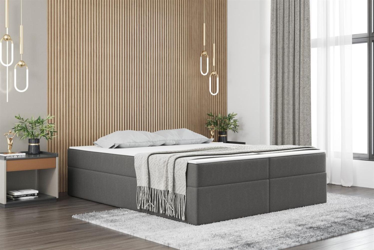 Boxspringbett Schlafzimmerbett PRIMA 200x220cm Stoff Grau inkl. Bettkasten Bild 1