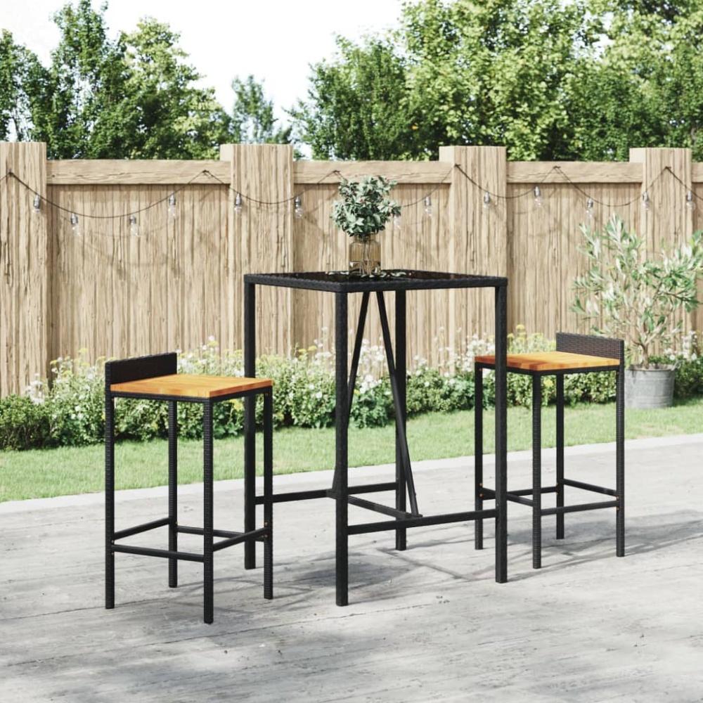 vidaXL 3-tlg. Gartenbar-Set Schwarz Poly Rattan & Massivholz Akazie Bild 1