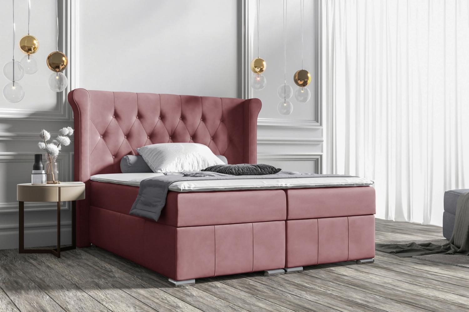 Stylefy 'Alonzo' Boxspringbett, Velours Jasmine Lila 120 x 200 cm Bild 1