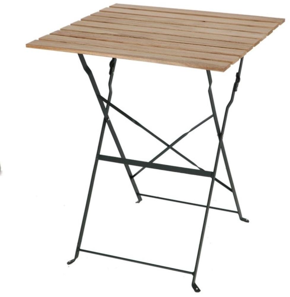Rivanto® Gartentisch im Bistro-Design, Stahlgestell mit Holz-Oberfläche 60 x 60 cm, Höhe 71,5 cm, Klapptisch Bild 1
