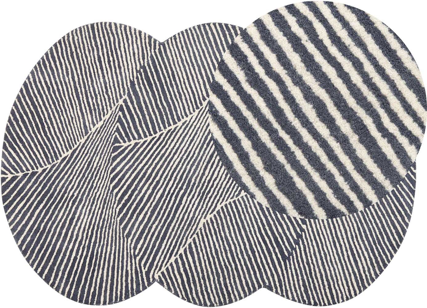 Teppich Wolle weiß graphitgrau 140 x 200 cm Streifenmuster Kurzflor ZABOL Bild 1