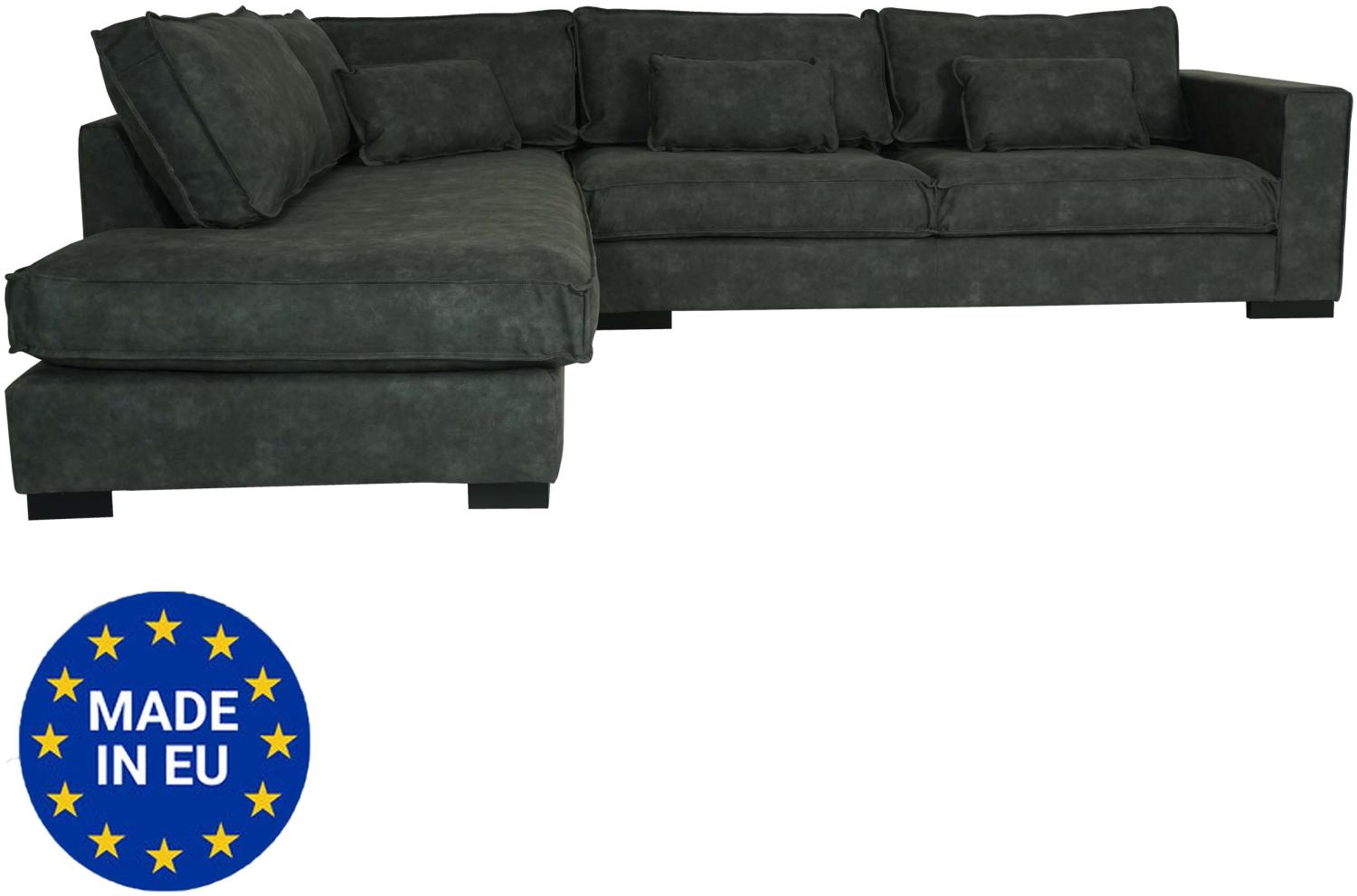 Ecksofa HWC-J58, Couch Sofa mit Ottomane links, Made in EU, wasserabweisend 295cm ~ Kunstleder grau Bild 1