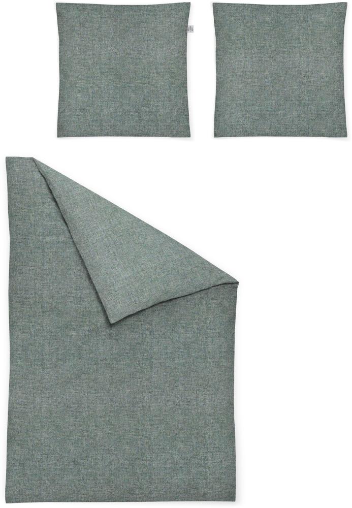 Irisette Flausch-Cotton Bettwäsche Set Mink 8835 grün 200 x 200 cm + 2 x Kissenbezug 80 x 80 cm Bild 1