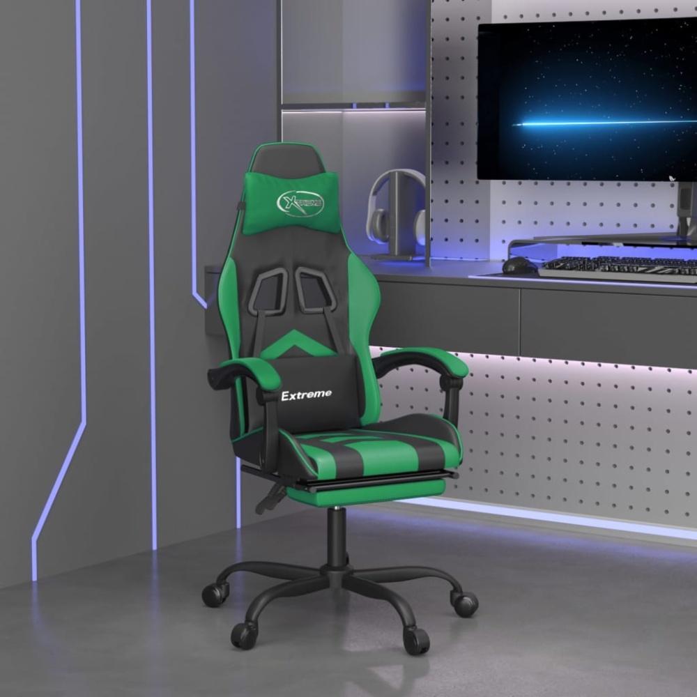 vidaXL Gaming-Stuhl mit Fußstütze Schwarz und Grün Kunstleder [3143905] Bild 1