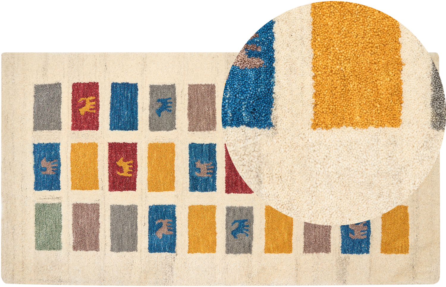 Gabbeh Teppich Wolle mehrfarbig 80 x 150 cm Hochflor MURATLI Bild 1