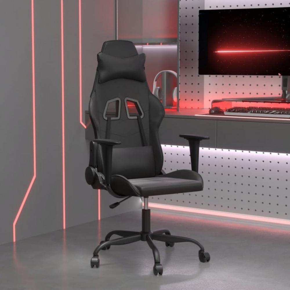 Gaming-Stuhl mit Massagefunktion Schwarz Kunstleder (Farbe: Schwarz) Bild 1